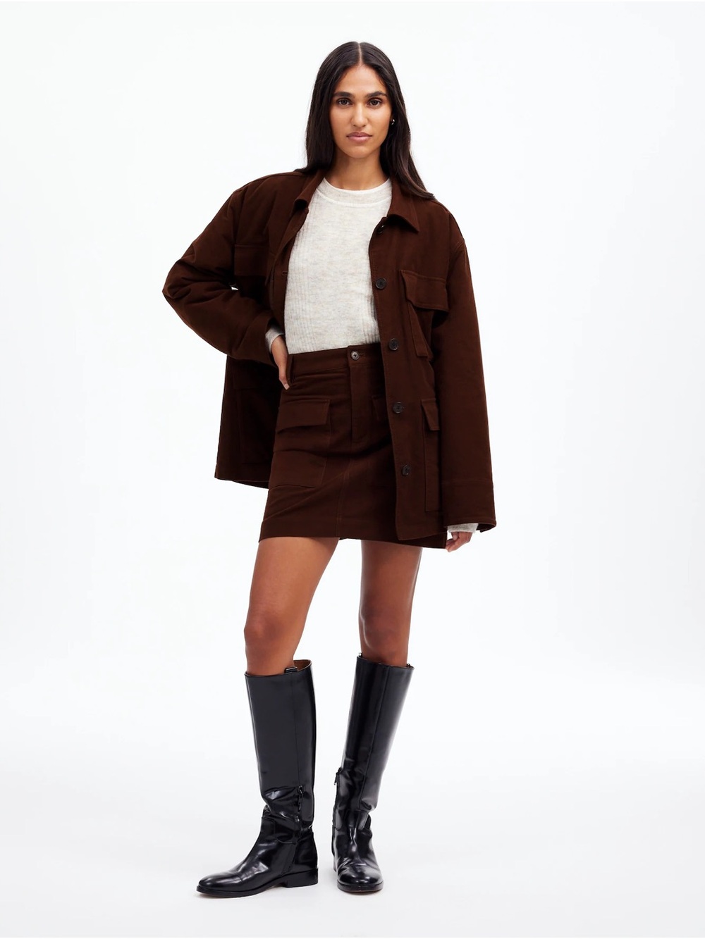 NWT MADEWELL Utility Mini Skirt Brown Moleskin Size 10